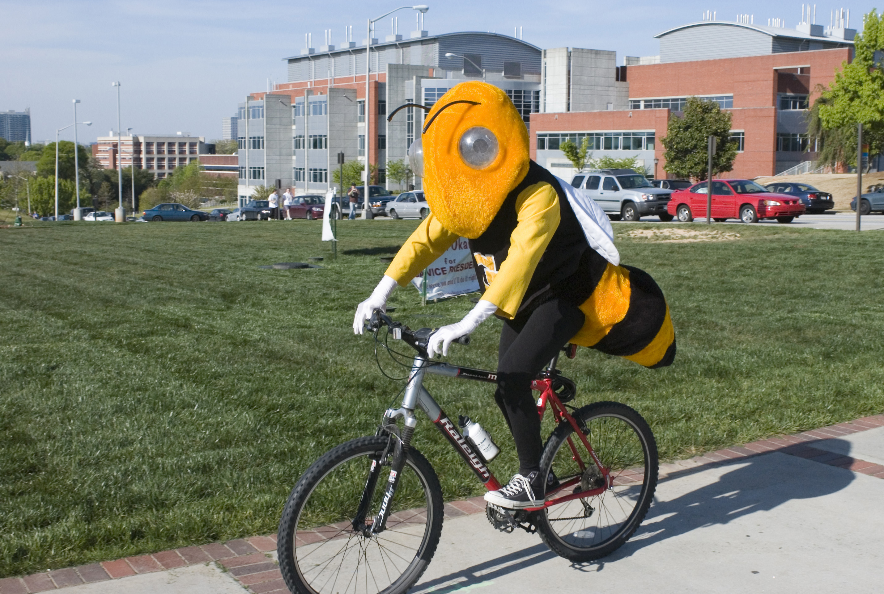 Buzz bikes safely on Tech Walk.