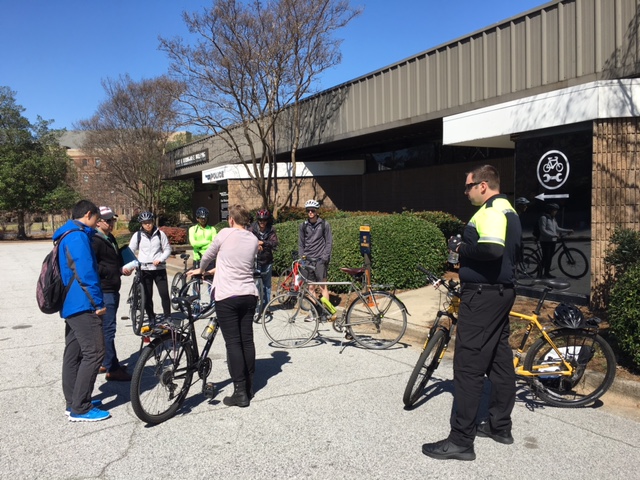 Biking class held by Parking and Transportation Services