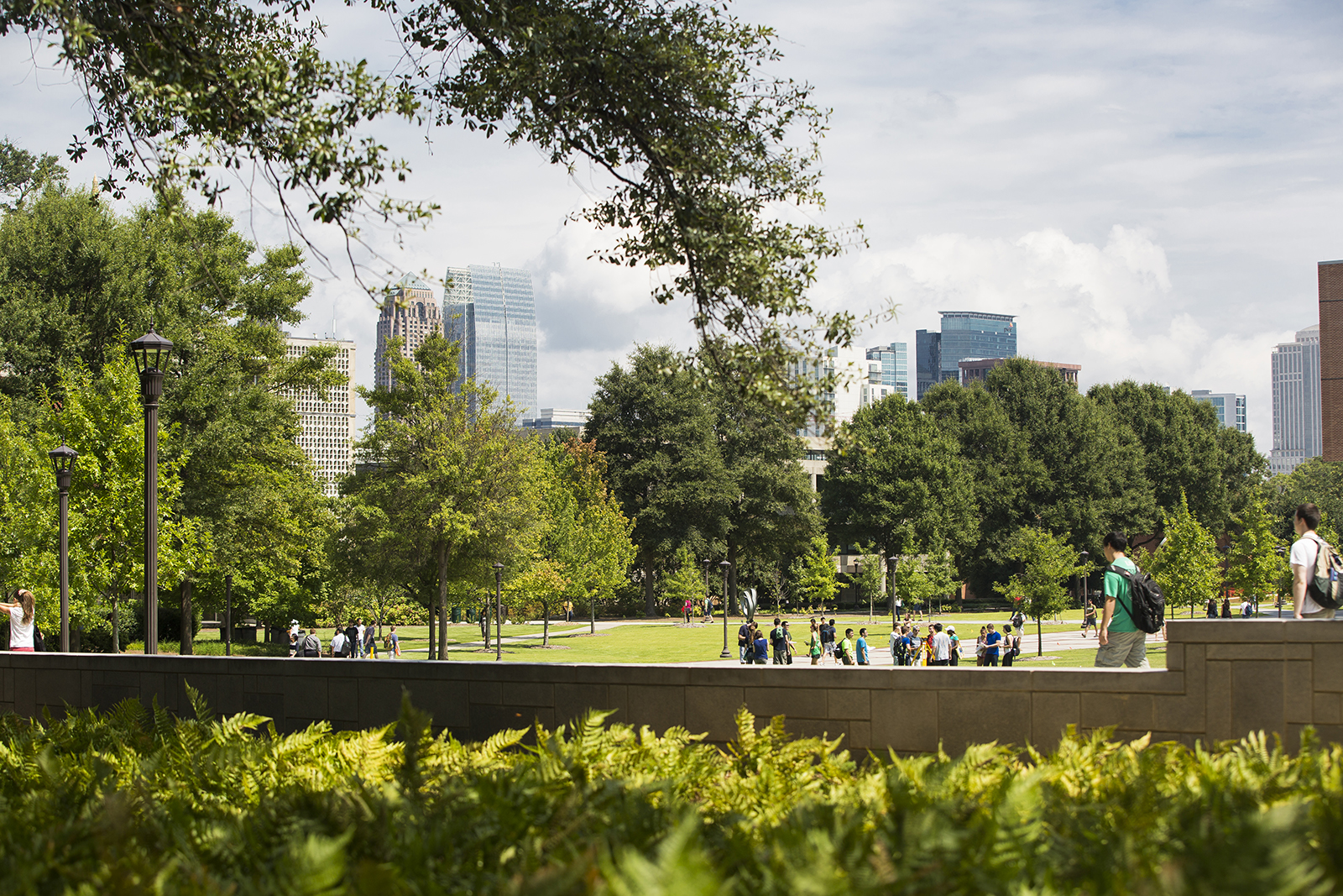 students walking on Tech Greeen