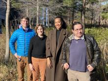 Biology researchers who worked on the study include (from left to right) Assistant Professor William Ratcliff, CMDI grant writer Carina Baskett, biology Ph.D. student Autumn Peterson, and Research Scientist Anthony Burnetti. Photo: Audra Davidson